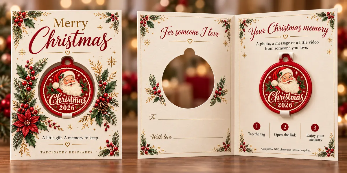 Classic Santa greeting card with its built-in keepsake tag